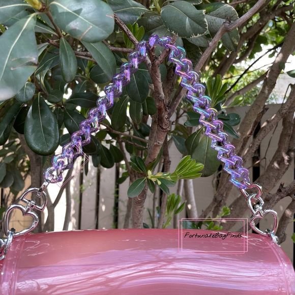 TRIPLE HEARTS Violet Jelly Purple Resin Bag Strap Novelty Bag Strap - Picture 8 of 11